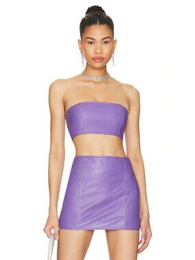 Camila Coelho Purple Leather Tube Top $258, Size Medium